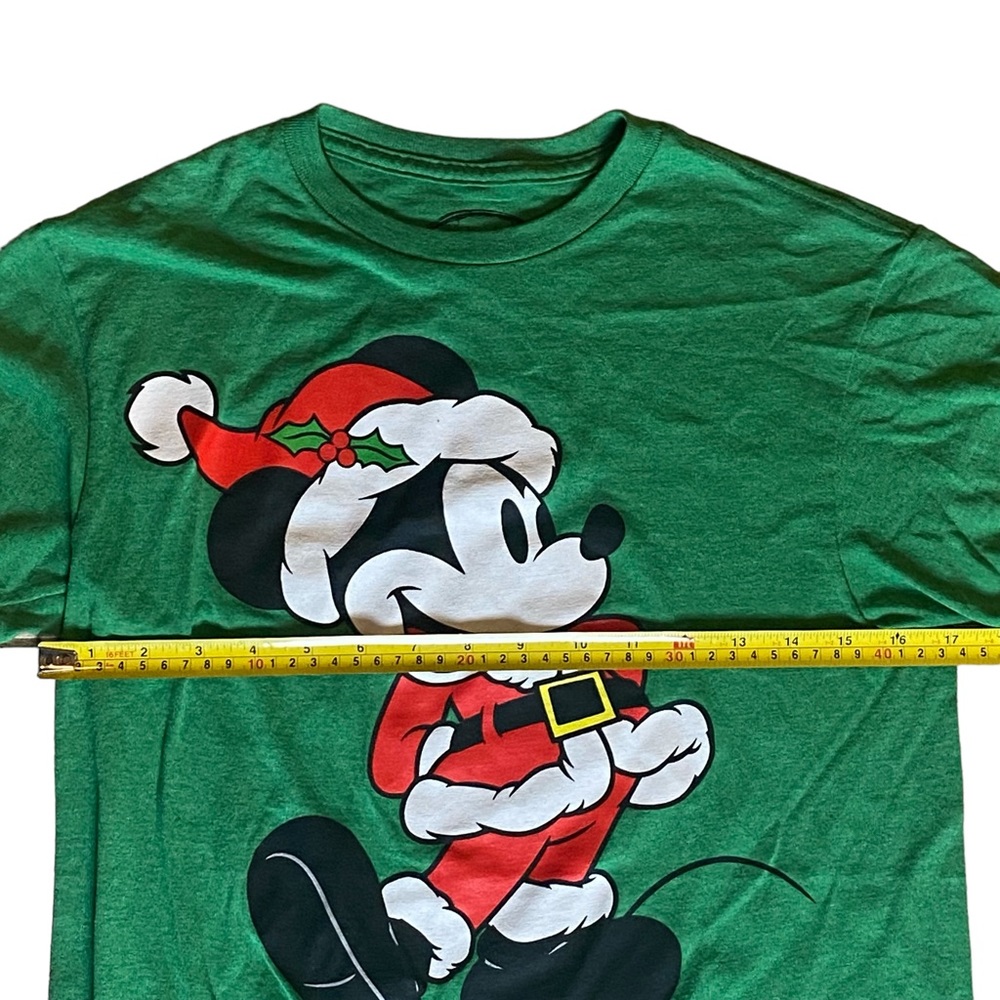 Mickey Mouse Christmas Santa Green Graphic Tee Shirt Size Small 34-36 - Picture 3 of 6